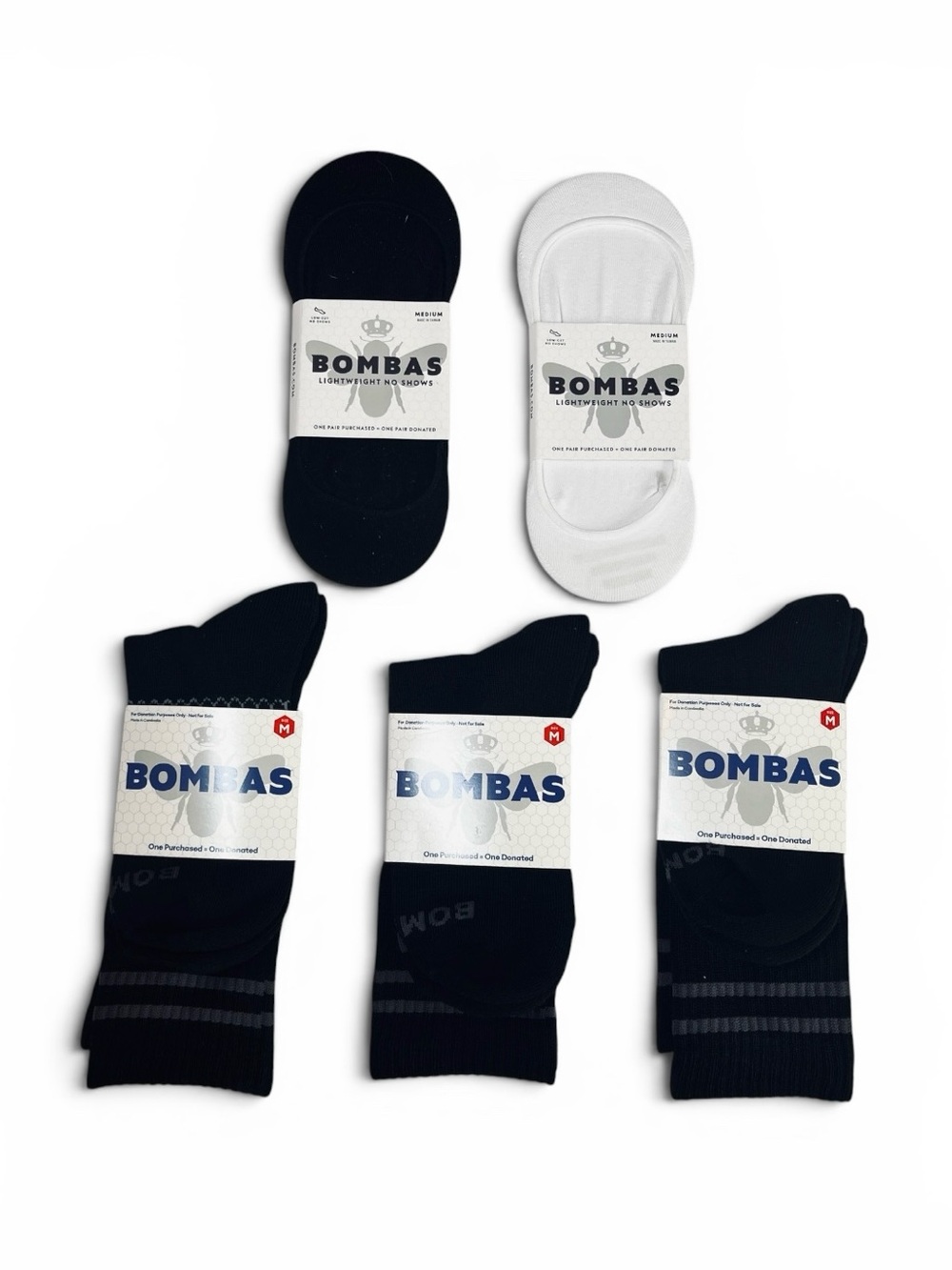 Bombas Women’s Bundle, Half Calf & No-Shows, Bee Design-Size Medium